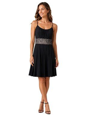 Jones New York Black Sleeveless Cocktail Dress With Beaded Waistband Size 6